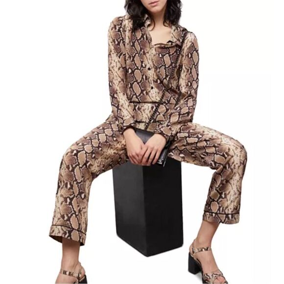 $345 The Kooples NWT Silk Snake Print Blouse - Picture 1 of 10